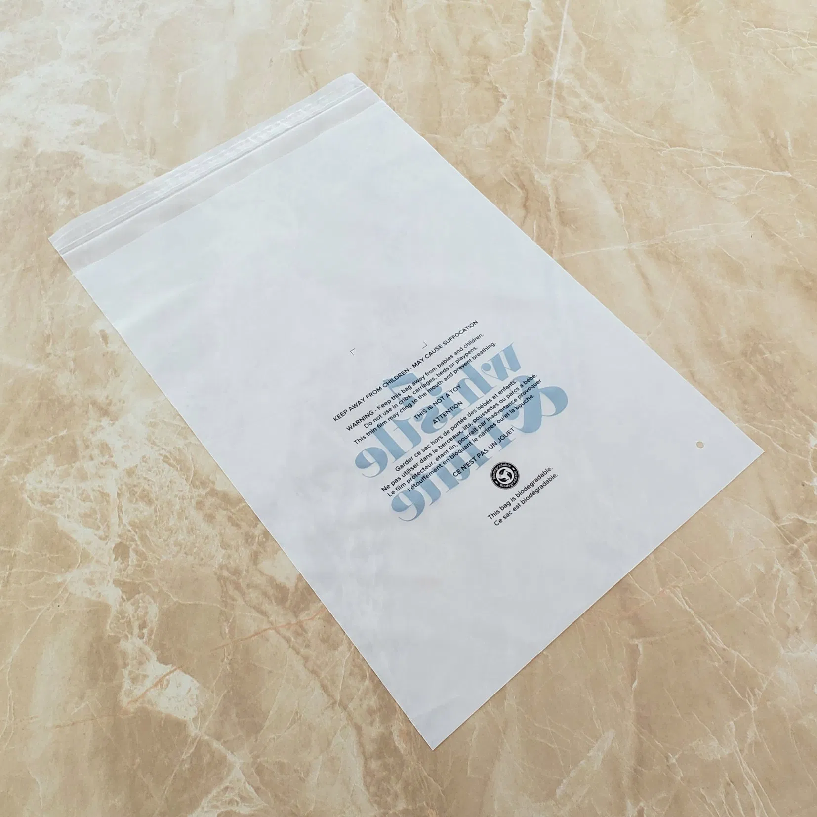 PLA+Pbat Apparel Package with Sticky Tape on En13432 Standard TUV Certificates