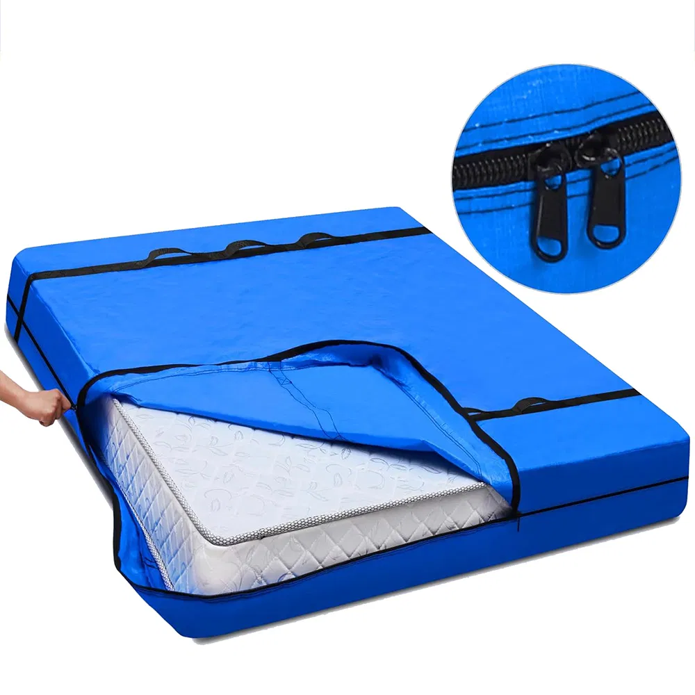 Mattress Packaging for Bedding 180GSM Waterproof PP Fabric Package Mattress blue Reusable Transportation Mattress Packaging Bag
