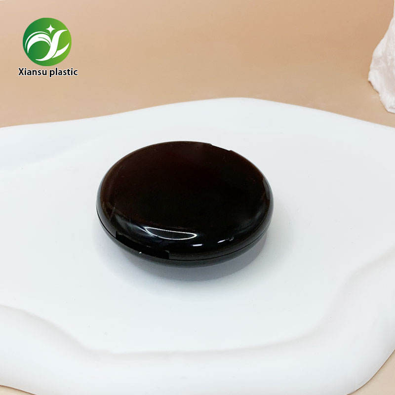 Portable Black Round Flip-Top Powder Blusher Makeup Package for Productos De Belleza