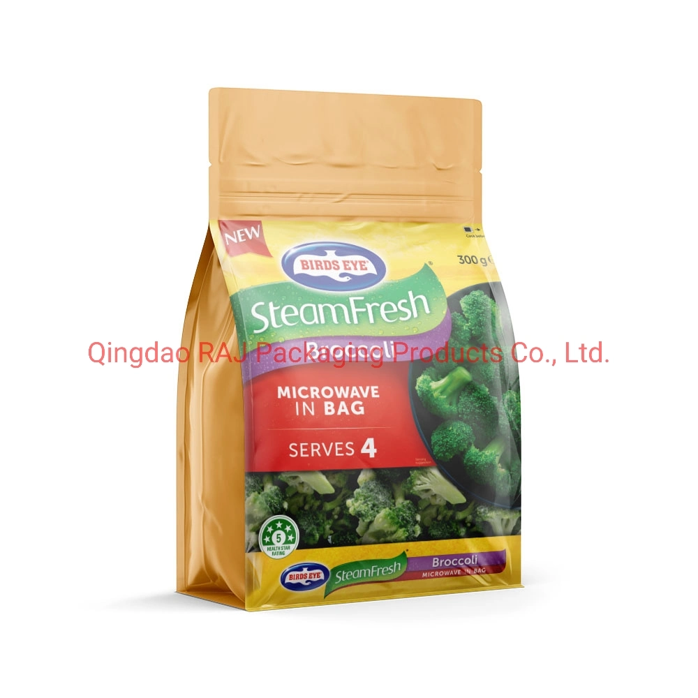 Customized Frozen Food Meat Vegetables Plastic Stand up Pouch Package with Zipper and Gussets