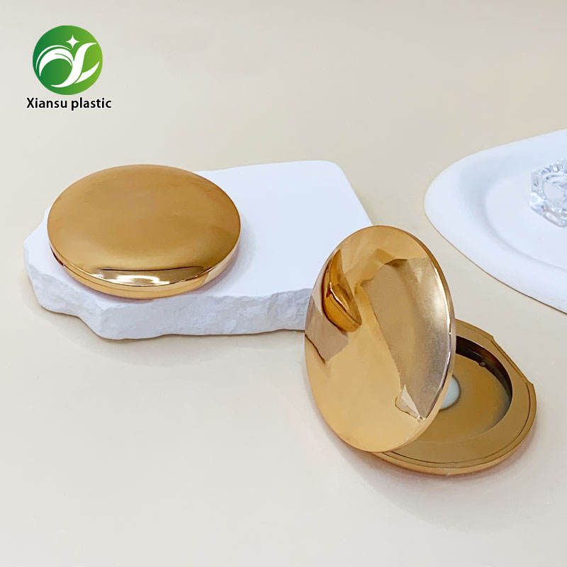 Luxury Portable Gold-Plated Round Powder Blusher Makeup Package for Productos De Belleza