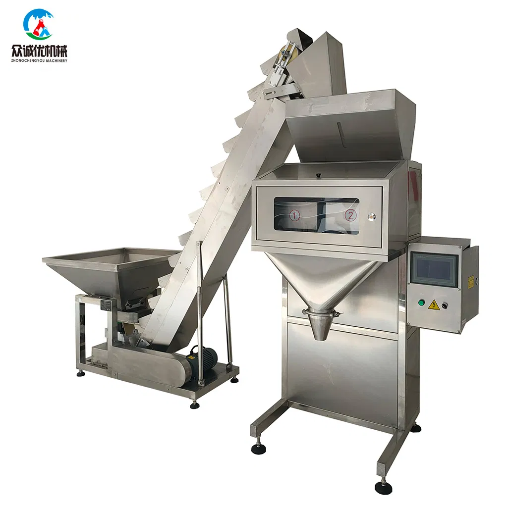 Stainless Steel Automatic Four Head Scales Linear Weigher Package Machine on Assembly Line