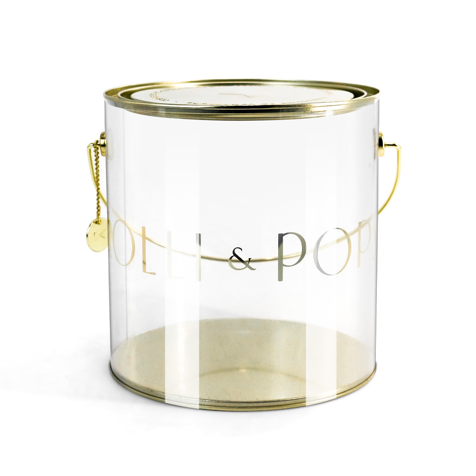 Jyb Custom Logo Reusable Metal Handled Clear Bucket for Candies/Snacks/Nuts