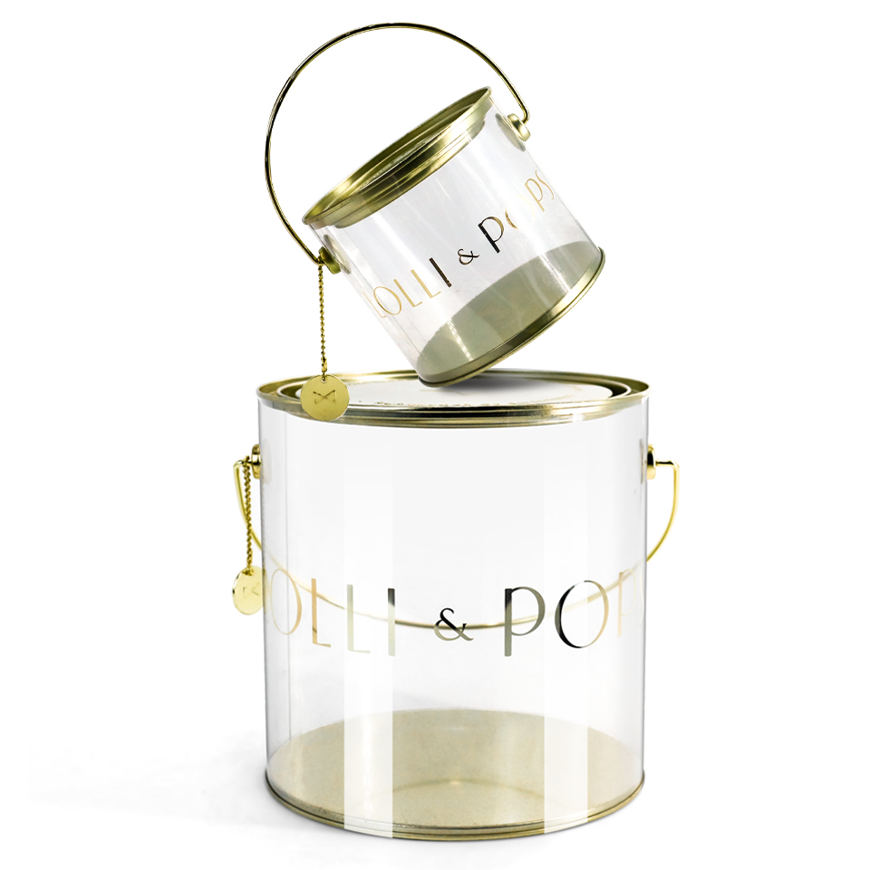 Jyb Custom Logo Reusable Metal Handled Clear Bucket for Candies/Snacks/Nuts