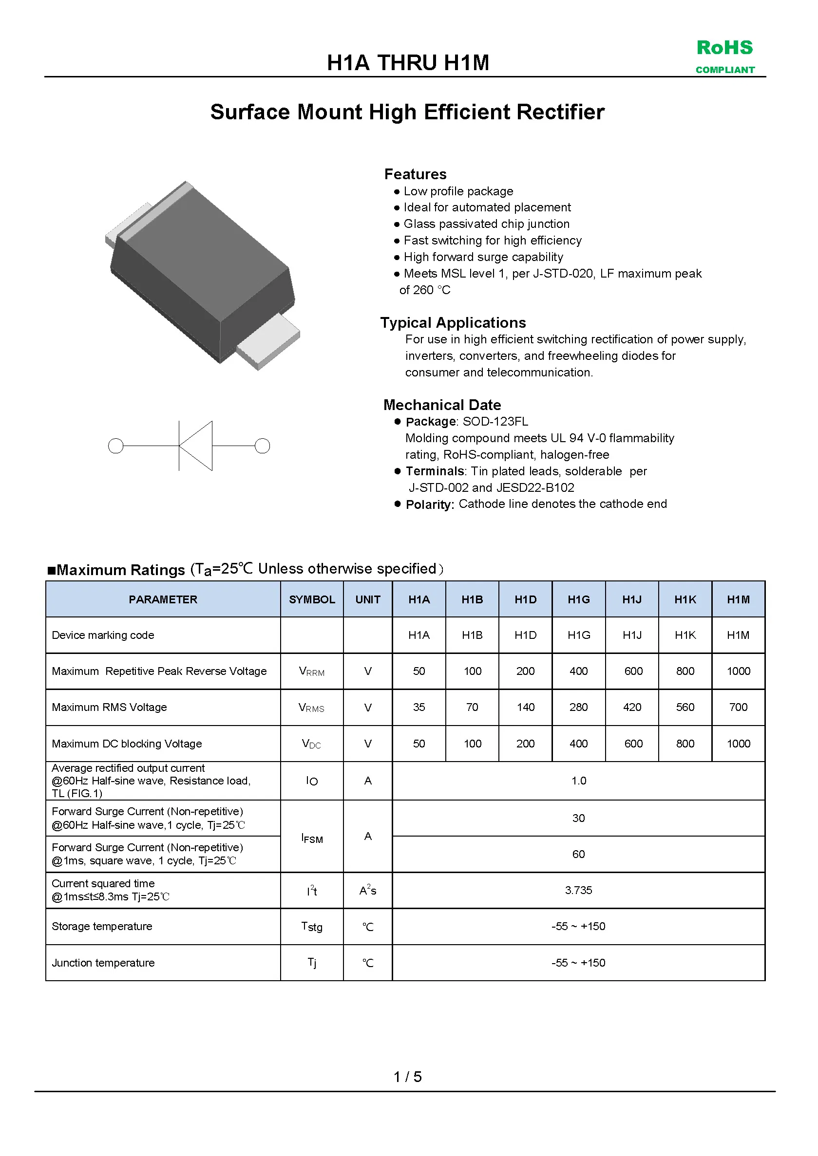 Specification Sheet 1