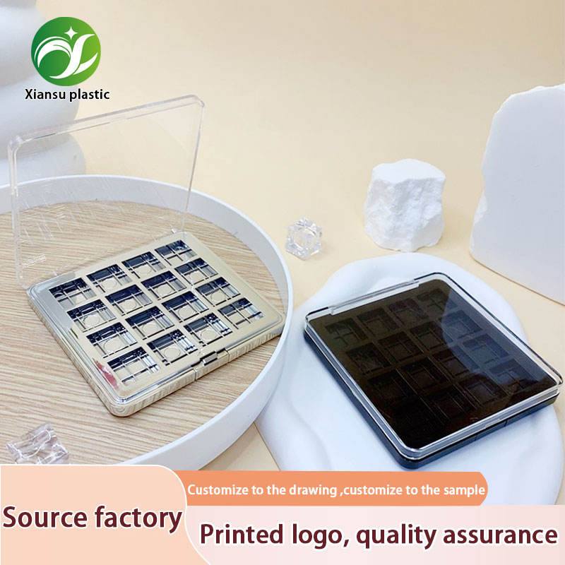 Custom Wholesale Square Clear 16-Color Electroplated Eye Shadow Case Makeup Package
