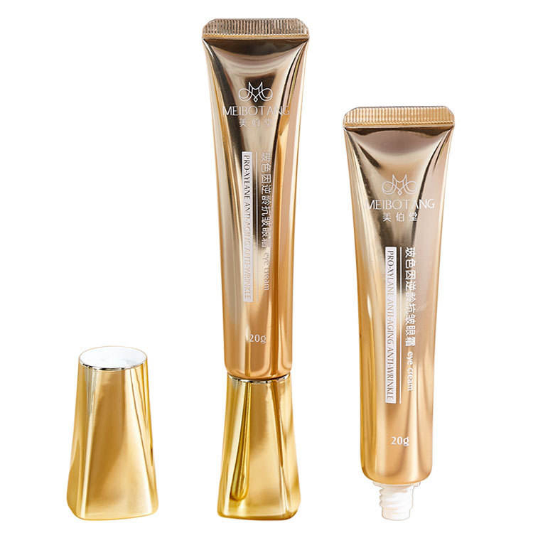 Manufacturers Customized High-Brightness Pointed Mouth 25q Eye Cream Gel Lotion Tube Package with Electroplated Gold Cover