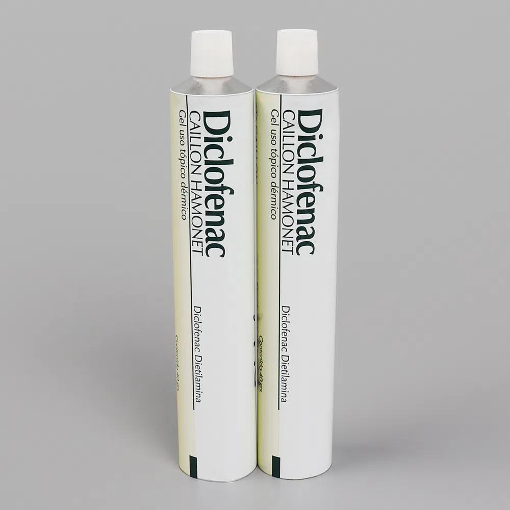 Pharmaceutical Package Tube Creme Vacinal Aluminum Collapsible Tube Package for Skin Burn Treatment/ 28mm 60g with Designed Screw Cap
