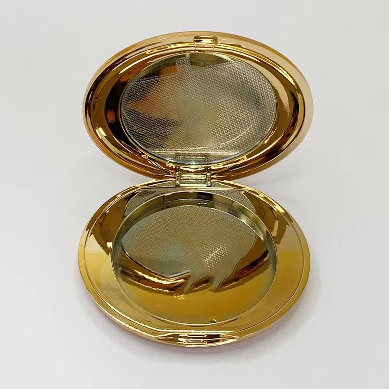 Luxury Portable Gold-Plated Round Powder Blusher Makeup Package for Productos De Belleza