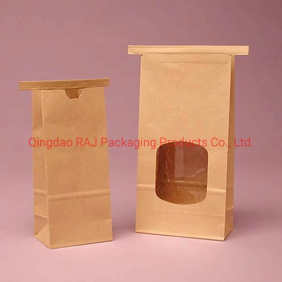 Coffee Paper Plastic Stand up Pouch Package with Flat Bottom Window