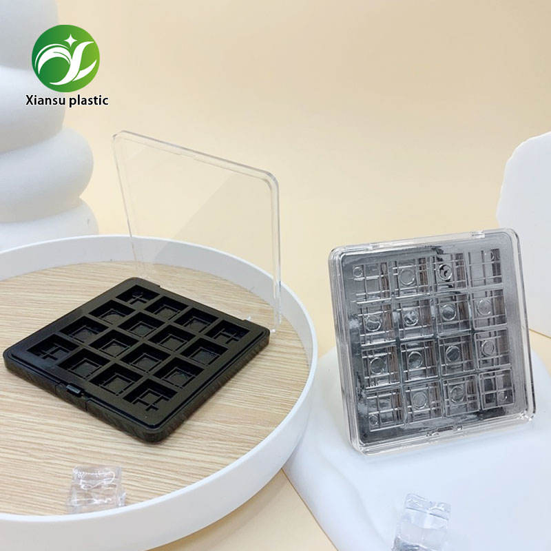 Custom Wholesale Square Clear 16-Color Electroplated Eye Shadow Case Makeup Package