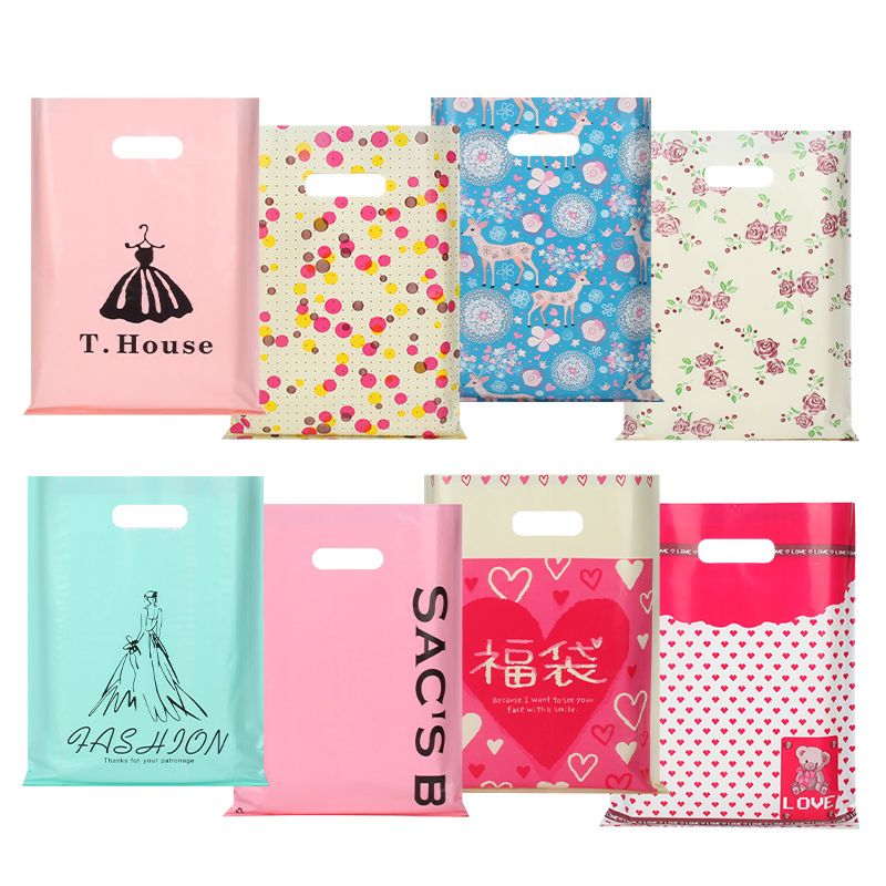 Hand Bag Handhole Shopping Hole Market Tote Supermarket Store Poly Plastic Biodegradable Packaging Package Handbag
