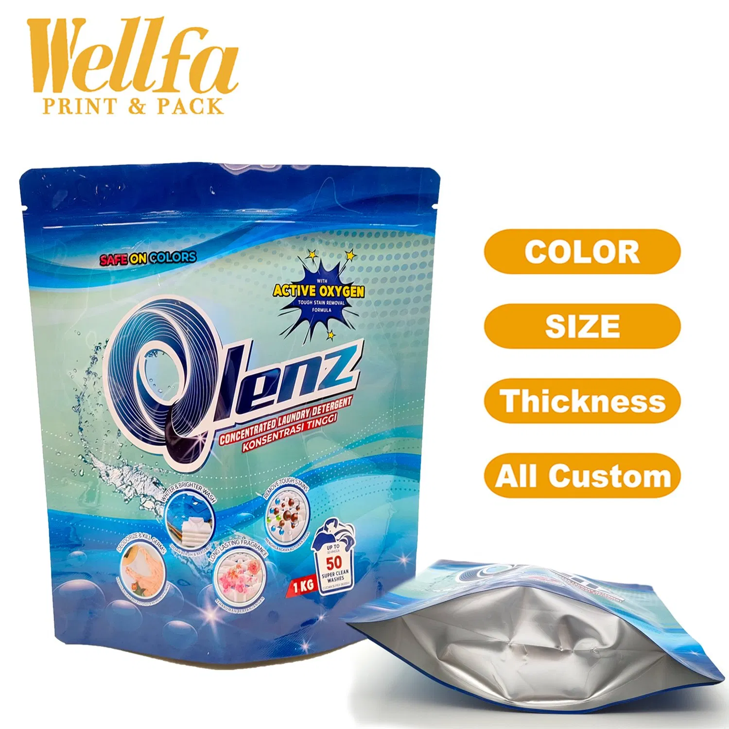 Factory OEM Custom Pet Soap Liquid Washing Powder Package Lamination Plastic Film Rolls