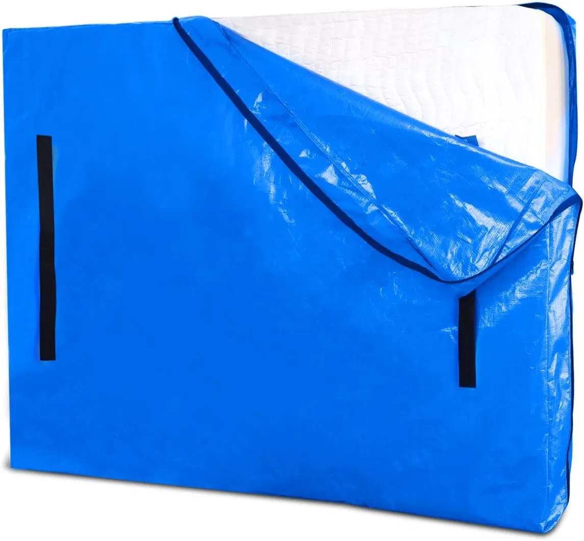 Mattress Packaging for Bedding 180GSM Waterproof PP Fabric Package Mattress blue Reusable Transportation Mattress Packaging Bag