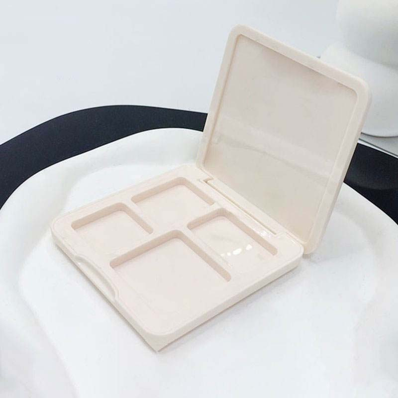 Custom Wholesale Rectangle 4-Color ABS Portable Empty Eye Shadow Case Makeup Package