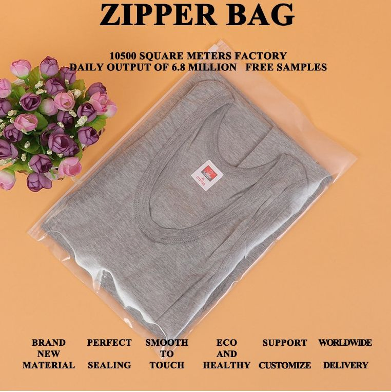 Custom Resealable Transparent CPE EVA PE Storage Garment Clothes Bag Jewelry Slider Double Packaging Logo Printing Zipper Traveling Package-Conveyance