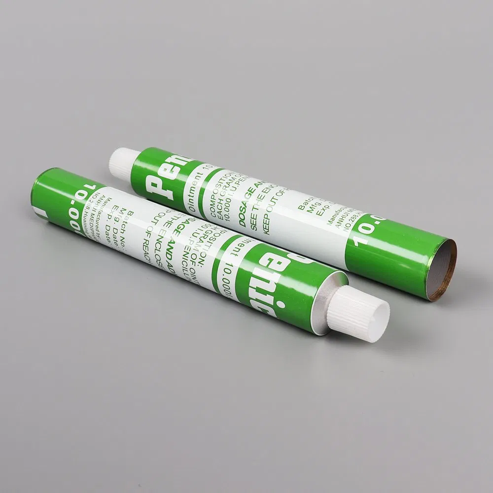 Pharmaceutical Package Tube Penicillin Ointment Aluminum Collapsible Tube Package for Acid Club/ D22mm 25g with Plastic Screw Cap