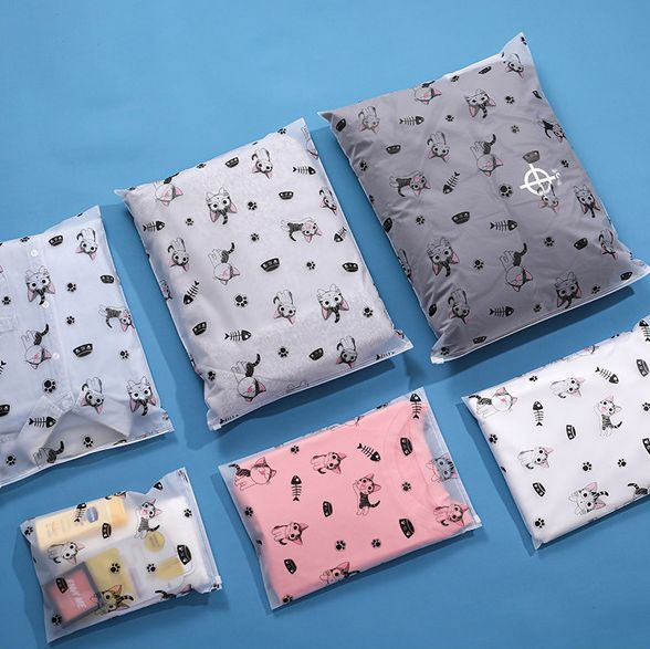 OEM Printing Printed Plastic Frosted Transparent Bag Ziplock Bags with Slider Pull Ring Logo Customization Zipper EVA Lux CPE PE Traveling Package-Conveyance