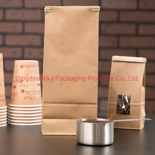 Coffee Paper Plastic Stand up Pouch Package with Flat Bottom Window