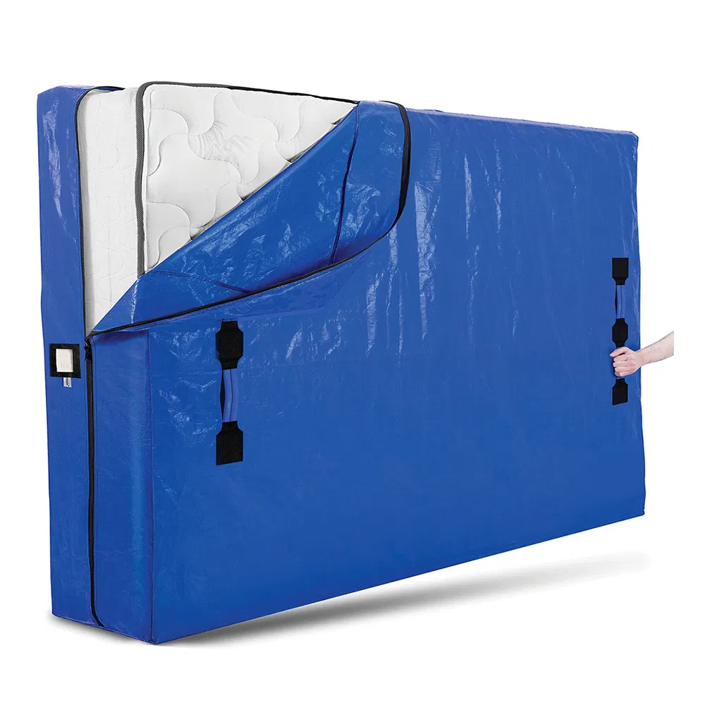 Mattress Packaging for Bedding 180GSM Waterproof PP Fabric Package Mattress blue Reusable Transportation Mattress Packaging Bag