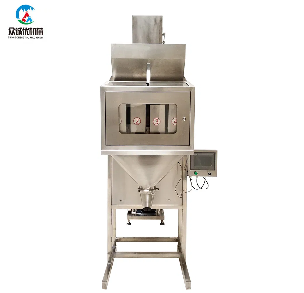 Stainless Steel Automatic Four Head Scales Linear Weigher Package Machine on Assembly Line