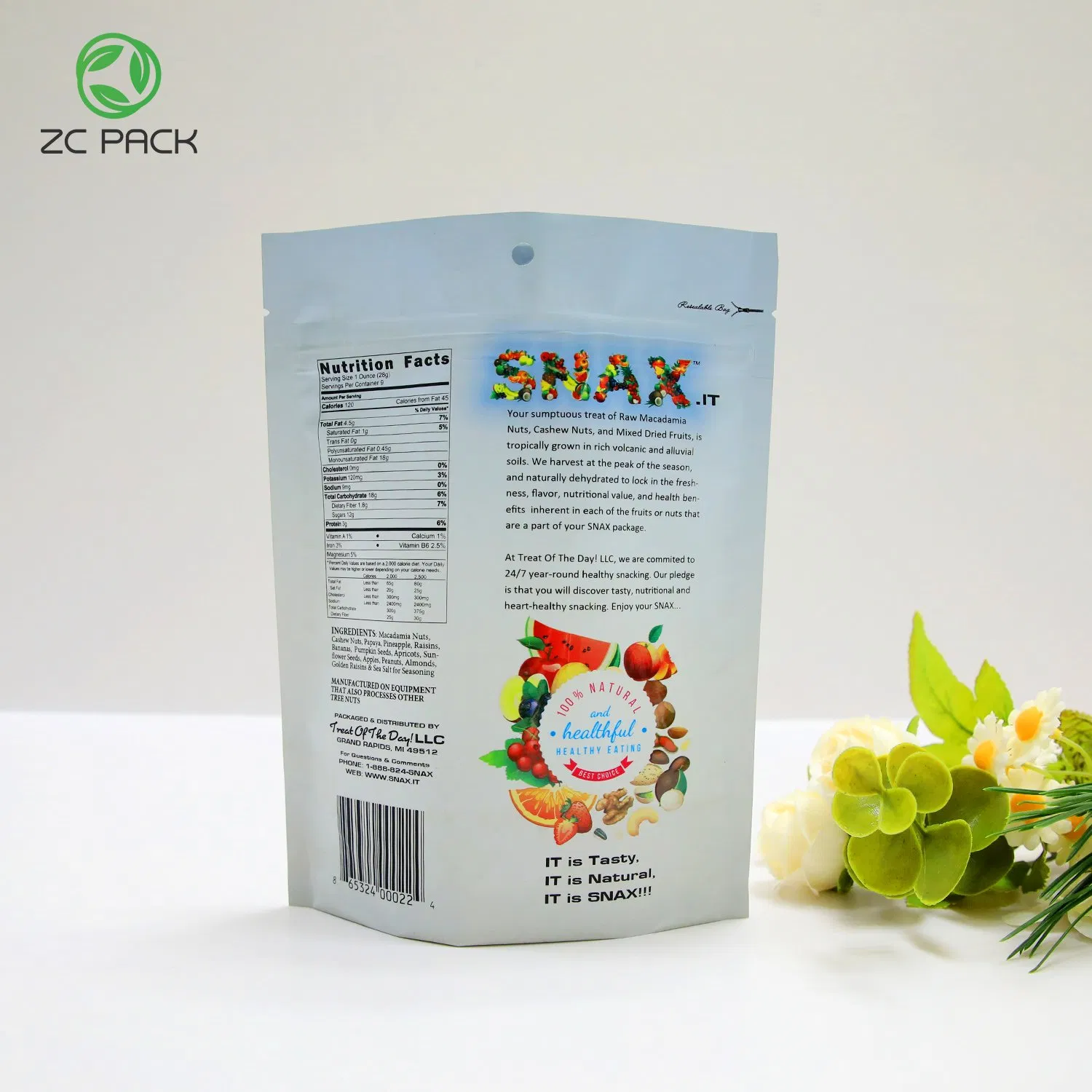 Customized Size High Quality Glossy Heat Seal Aluminized Inside Laminated Nuts Dried Fruits Food Grade Plastic Mylar Packaging Stand up Zipper Package