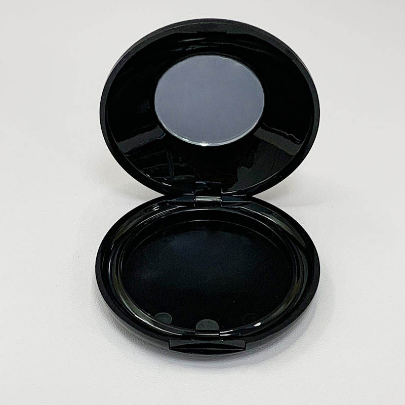 Portable Black Round Flip-Top Powder Blusher Makeup Package for Productos De Belleza