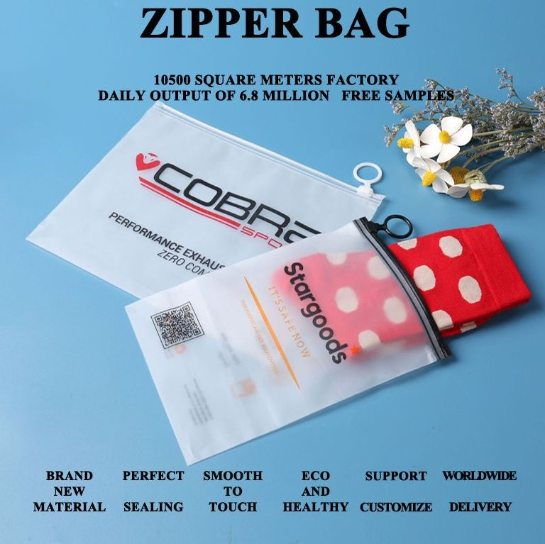 Printed Logo Customization Waterproof Reusable Slider Zipper Plastic Bags Garment Clothing Pants Underwear Zipper EVA Bio-Degradable Coffee Package-Conveyance