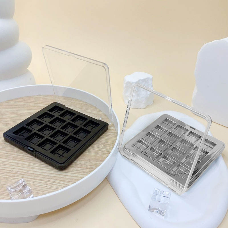 Custom Wholesale Square Clear 16-Color Electroplated Eye Shadow Case Makeup Package