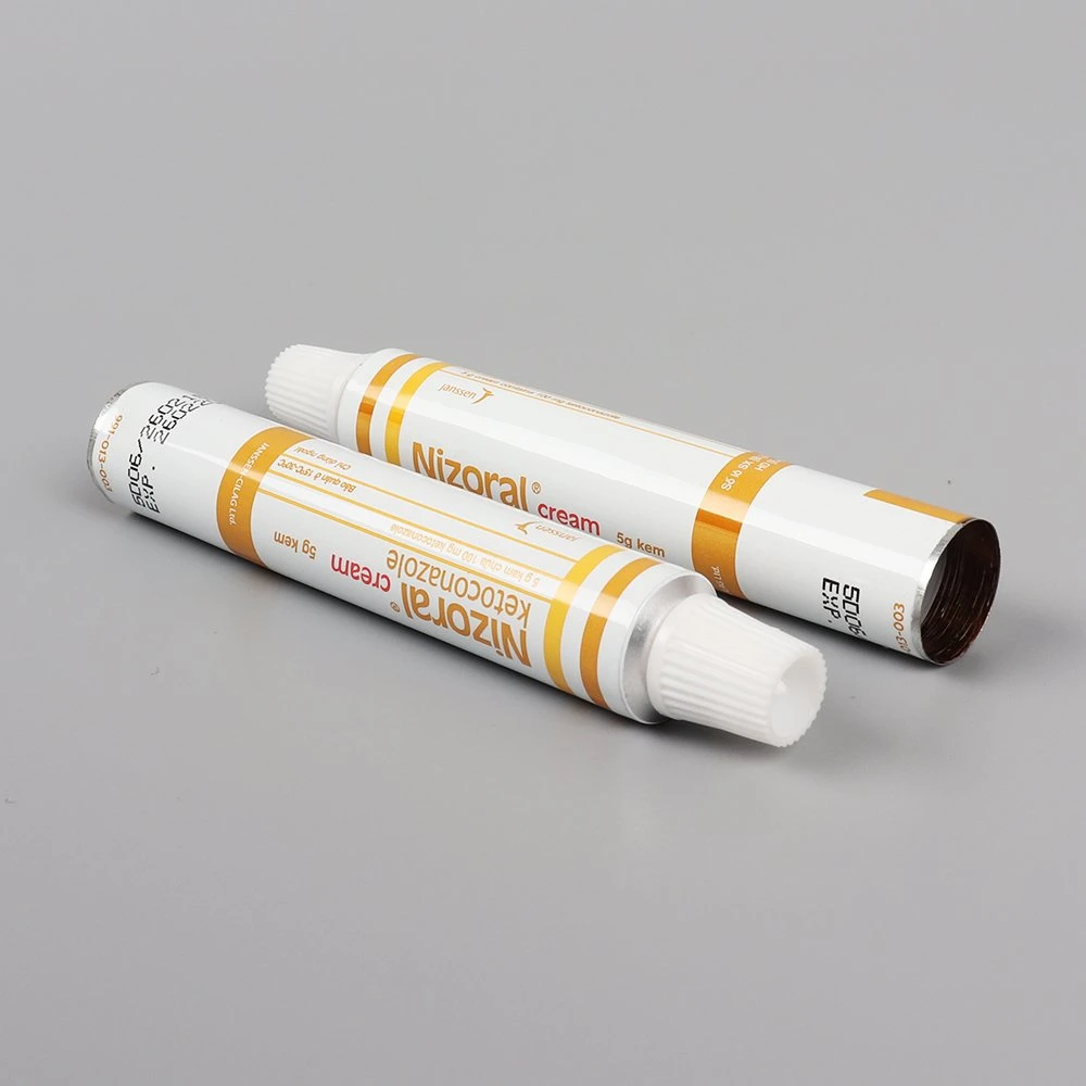 Pharmaceutical Package Tube Creme Vacinal Aluminum Collapsible Tube Package for Skin Burn Treatment/ 28mm 60g with Designed Screw Cap