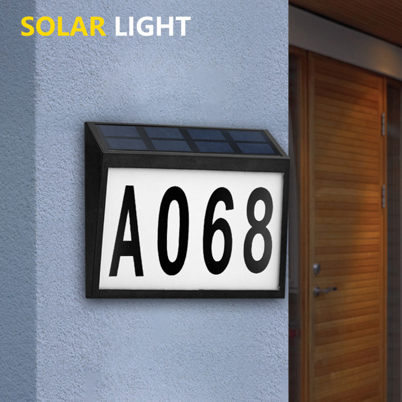 Outdoor Doorplate Address Number Rechargeable Plaque Eco Friendly House Solar LED Light
