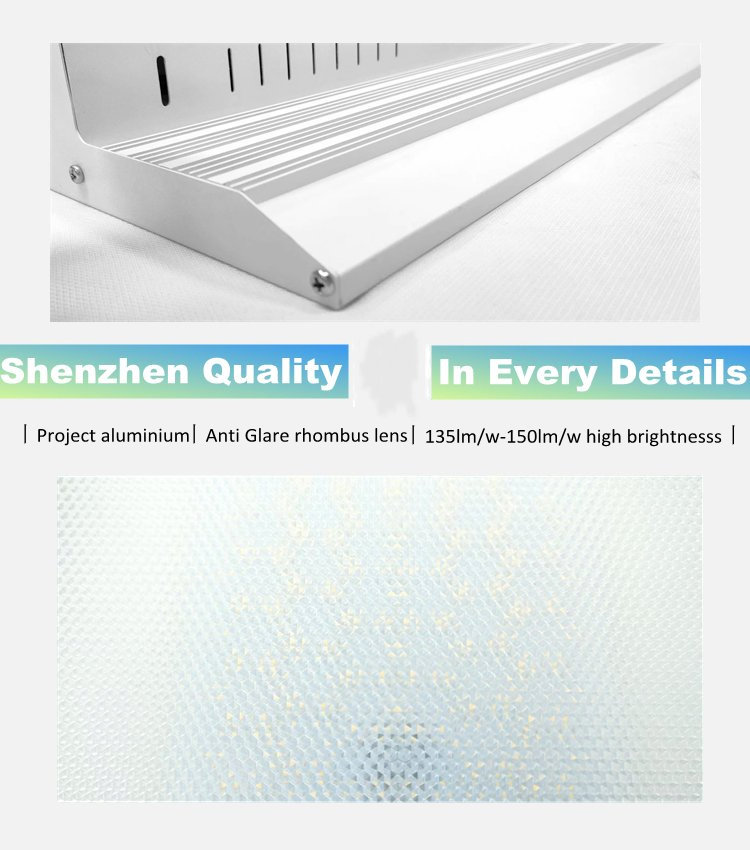 Flicker Free Luminaires 4FT Linear Low Bay Light LED High Bay Light Fixture 200W CCT Watt Selectable 100W 300W 400W Highbay Lighting for Exhibition Hall