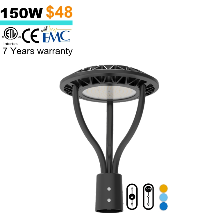 30W 40W 50W 60W 80W 100W 120W Customized Post Top LED Light Fitting 170lm/W 190lm/W High Lumen IP66 Post Top Decorative Street Lights for Garden and Yard Court