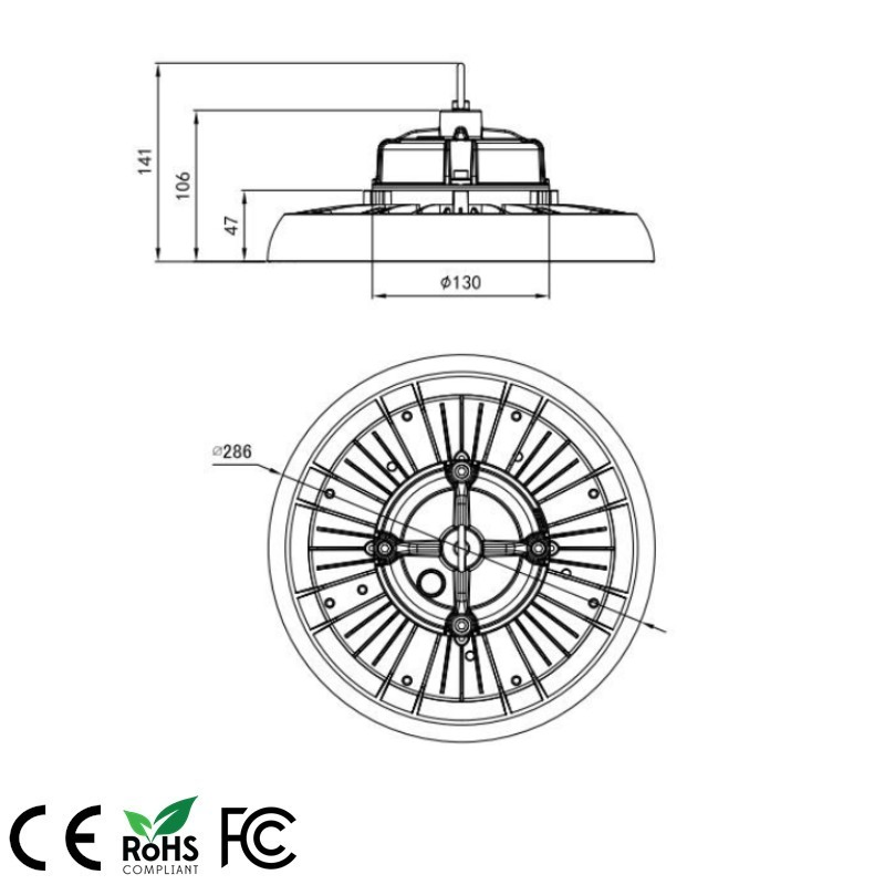 B2b Hot Selling 5 Years Warranty IP65 UFO LED Canopy Light 150lm/W 150W Workshop Super Market High Bay Lamp LED