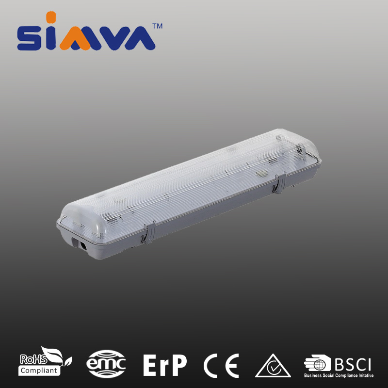 LED Tri-Proof Lighting Fixture 2FT Double Tubes Clearcover 18W
