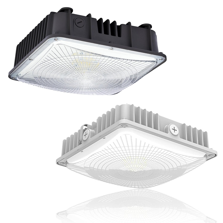 Emergency 40W 60W 80W 100W 75W Canopy Light Luminaires Outdoor LED Parking Garage Lights Wet Rated Low Bay Soffit Lighting Fixture for Apartment Carport