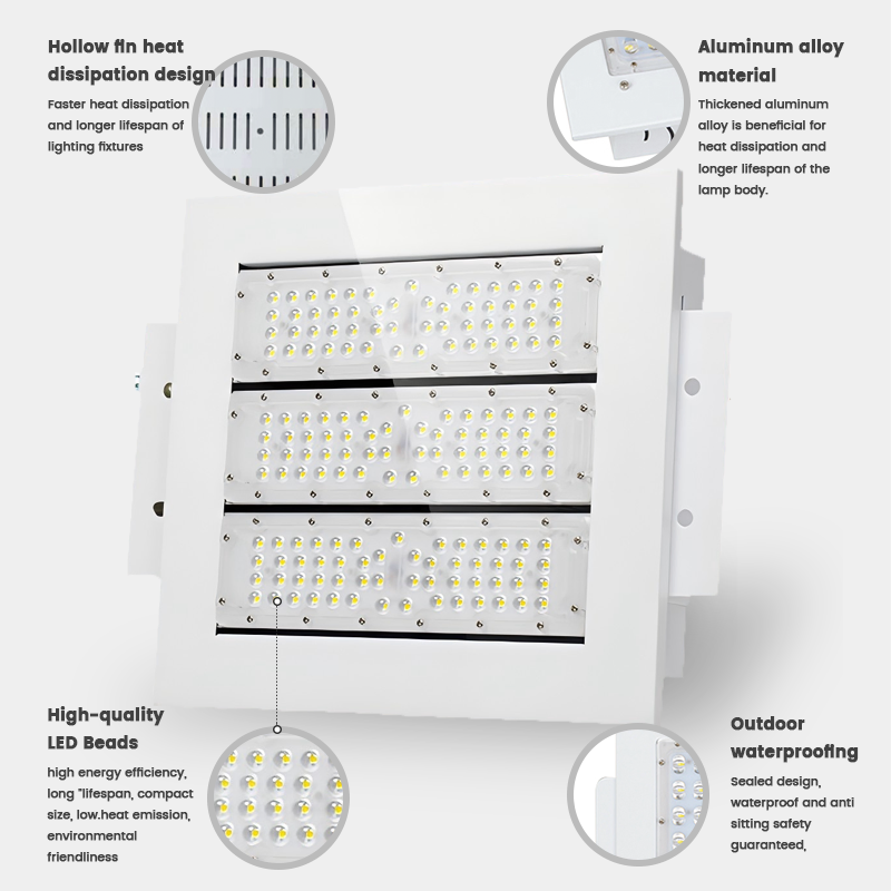 Aluminum 5 Years Warranty Outdoor 100W 150W 200W 250W 300W Gas Station LED Canopy Light for Petrol Station Outdoor Ceiling