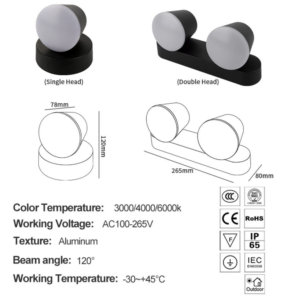 Outdoor Lights Wall Mounted IP65 Waterproof Outdoor Light LED Wall Light Fixture