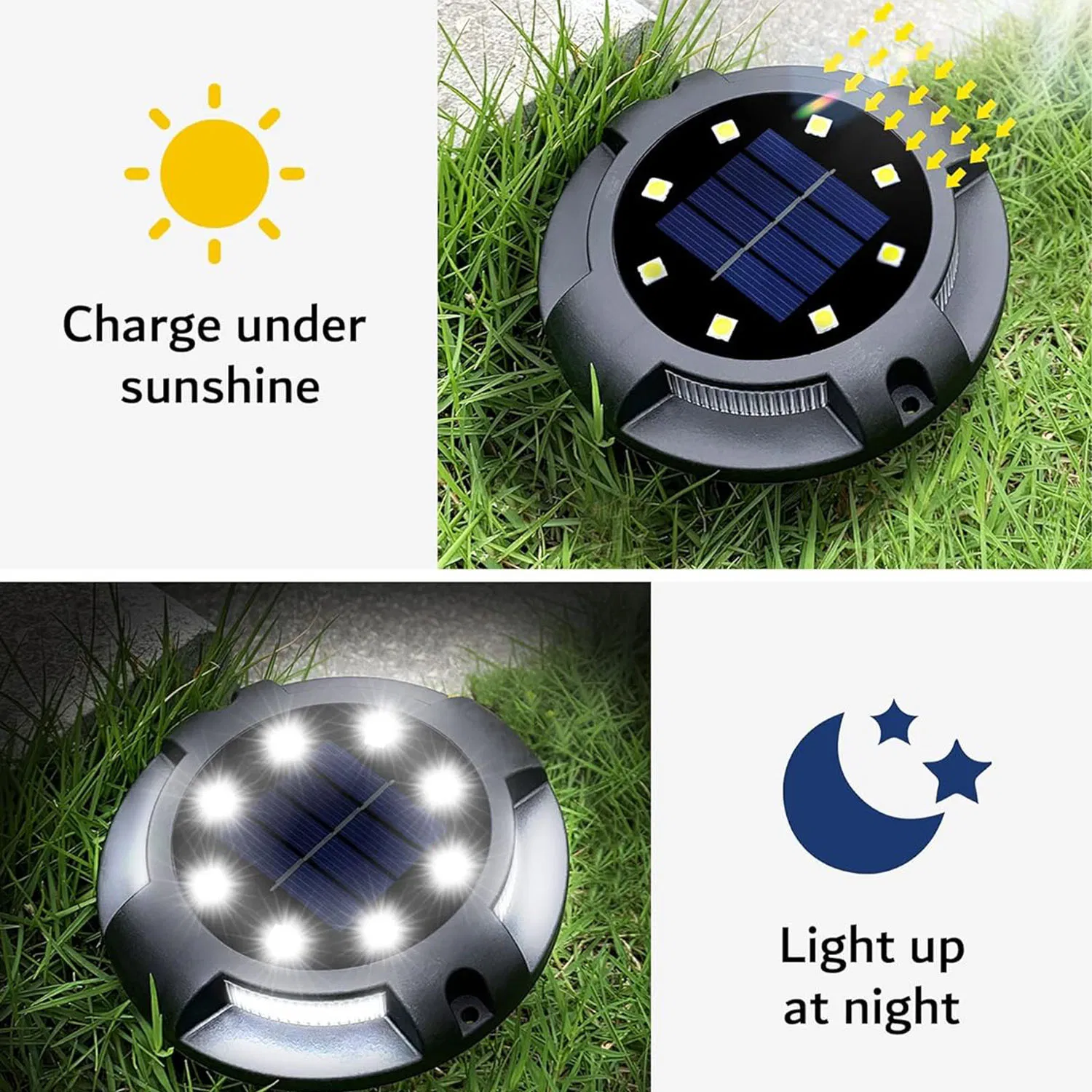Solar Outdoor Ground Sidelight Poolside Walkway LED Deck Lights