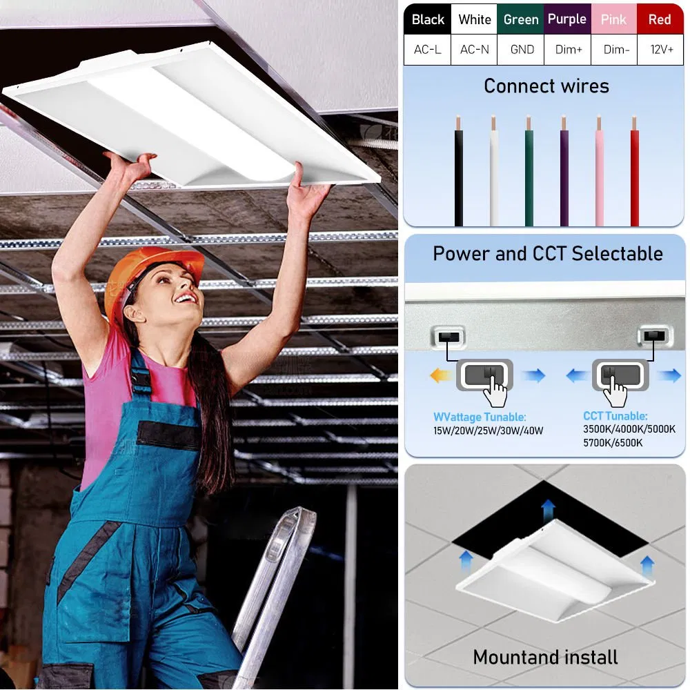 2X4 Troffer Dimmable Troffer Light 36W/50W Retrofit Kit LED Indirect Troffer Lights for Office &amp; School