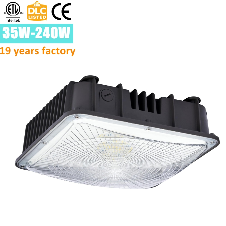 Emergency 40W 60W 80W 100W 75W Canopy Light Luminaires Outdoor LED Parking Garage Lights Wet Rated Low Bay Soffit Lighting Fixture for Apartment Carport