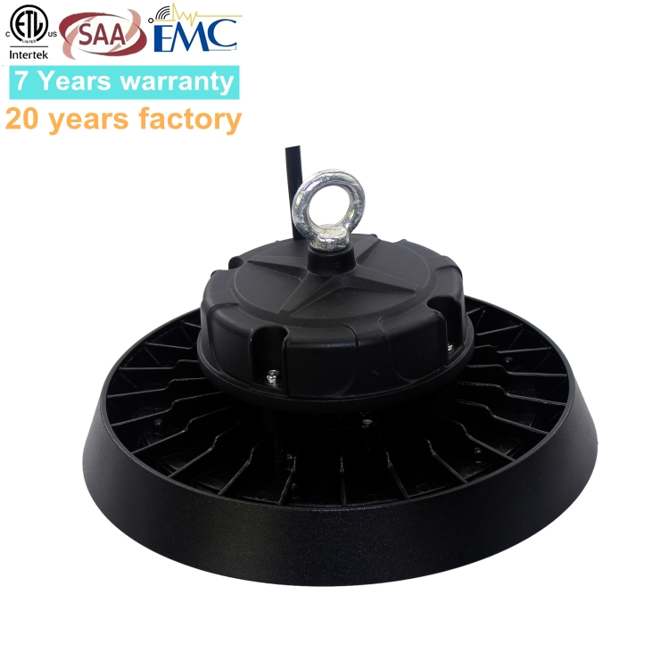 7 Year Warranty ETL Dlc SAA CB 150lm/W 180lm/W 100W 150W 200W 240W 300W New LED UFO High Bay Light with Hat 0-10V Dimmable Motion Sensor Highbay UFO Lamp IP65