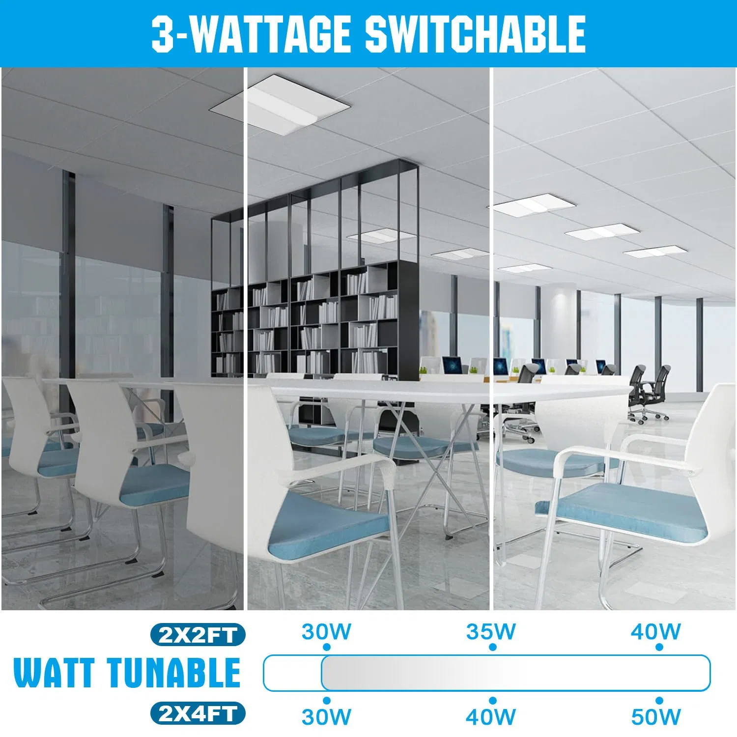 2X4 Troffer Dimmable Troffer Light 36W/50W Retrofit Kit LED Indirect Troffer Lights for Office &amp; School