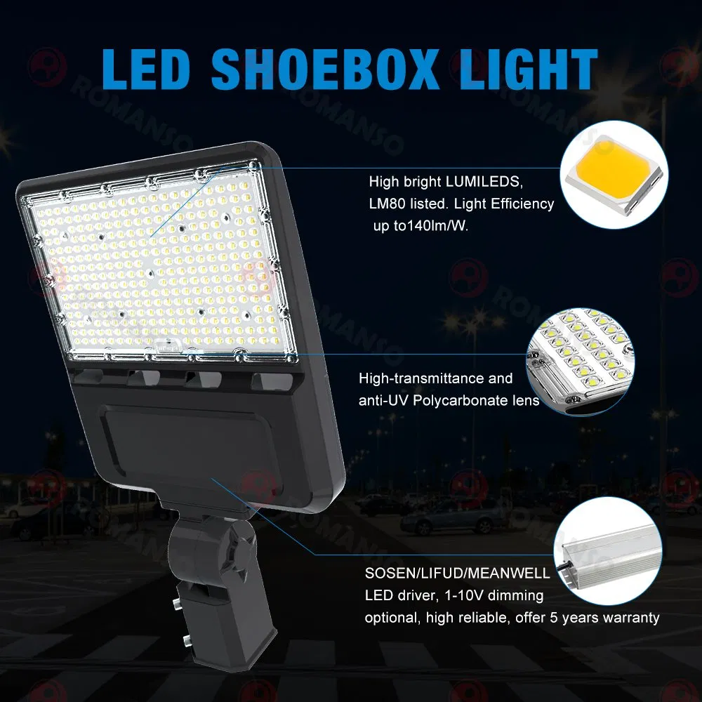 Shoe Box Street LED Light IP66 Waterproof 200W LED Parking Lot Street Lighting