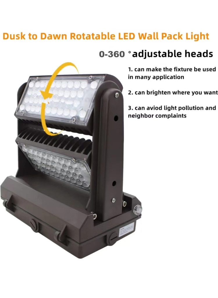 3power 3CCT Selectable Switchable ETL Dlc 120W LED Wall Pack Rotatable Adjustable Wall Lights Commercial Lighting Fixture