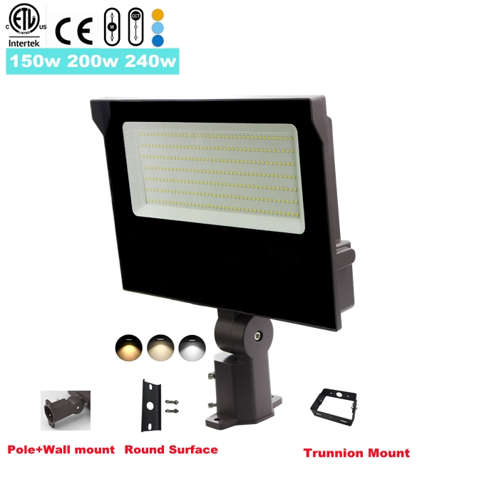 120V-277V 347V 3power 3CCT Selectable ETL Dlc Premium Dimmable 200 Watt LED Shoe Box Light Dob LED Parking Lot Lighting Wall Mounted Streetlight Fixture 150W