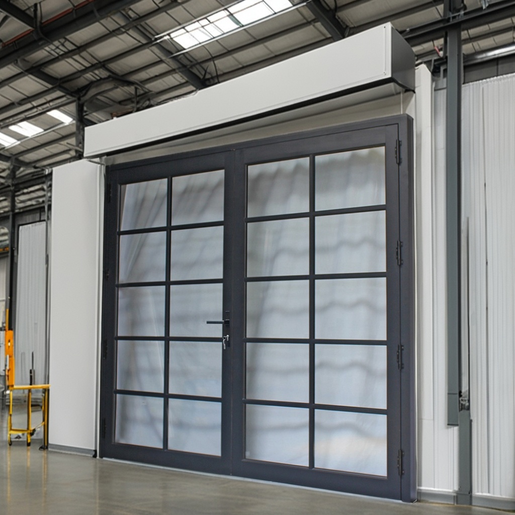 Aluminum Powder Coating Entrance Back clear Tempered Glass Kick Plate Swing Door