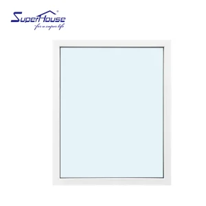 Superhouse Heat Insulated Soundproof Double Glazed Tempered Glass Windows Big Picture White Aluminum Fixed Window