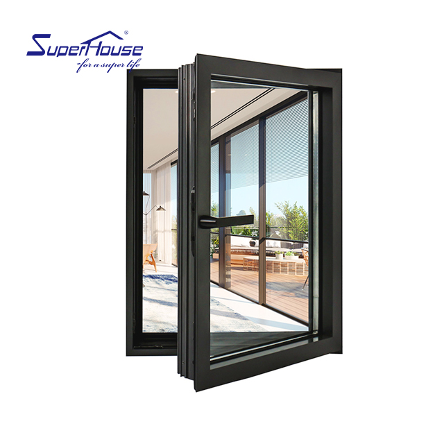 Aluminum Frame Energy Efficient Ultra Narrow Custom Window Double Glazing French Casement Window Thermal Break Casement Windows
