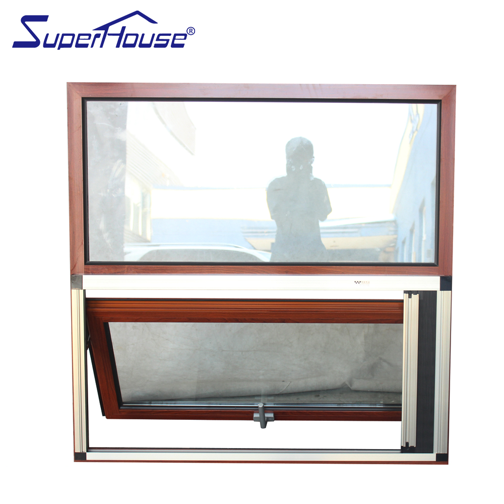 Superhouse AS2047 Hurricane Impact Aluminium Double Tempered Glass With Stainless Steel Flyscreen Awning Window
